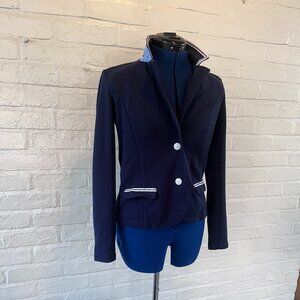 Tommy Hilfiger Navy Blazer with White Buttons and Seersucker Trim - Heavy Knit